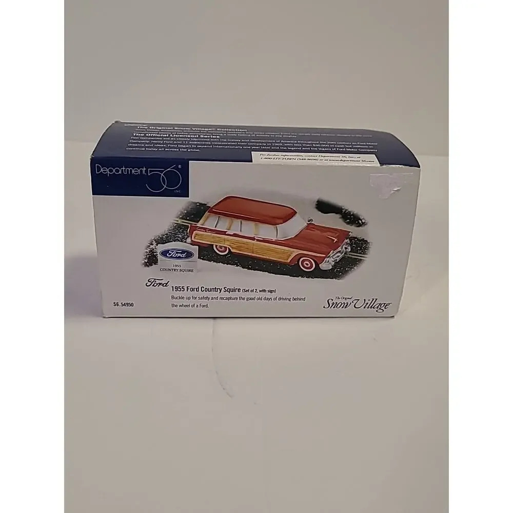 Dept. 56 1955 Ford Country Squire Red Station Wagon with Sign 54950 RETIRED RARE